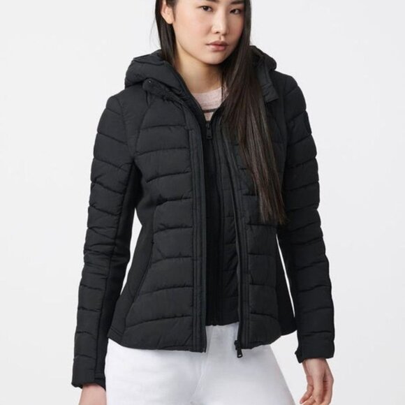 Bernardo Neoprene Combo Packable Quilted Insulated Puffer Jacket Black Women's L - Picture 2 of 10
